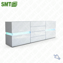 Modern White High Gloss Chest of Drawers Cupboard with LED
